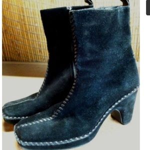 Linea Paolo Black Suede Leather Zip Boots SZ 7M